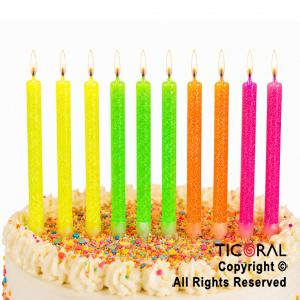 VELA LISA GIBREADA FLUO NEON CON PINCHE X 10